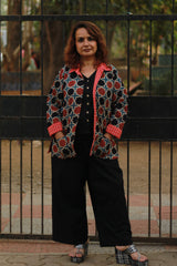 Dohra | Reversible Jacket | Madder Shatkon Ajrakh   /  Tangerine  Checks