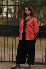 Dohra | Reversible Jacket | Madder Shatkon Ajrakh   /  Tangerine  Checks