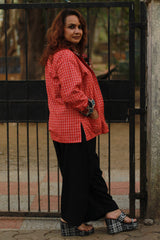 Dohra | Reversible Jacket | Madder Shatkon Ajrakh   /  Tangerine  Checks