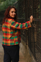 Dohra | Reversible Jacket | Checkered Medley /  Rouge & Green