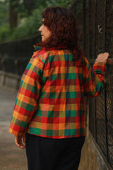 Dohra | Reversible Jacket | Checkered Medley /  Rouge & Green