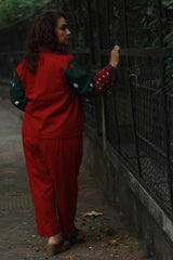 Dohra | Reversible Jacket | Checkered Medley /  Rouge & Green