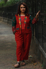 Dohra | Reversible Jacket | Checkered Medley /  Rouge & Green