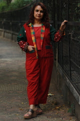 Dohra | Reversible Jacket | Checkered Medley /  Rouge & Green