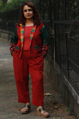 Dohra | Reversible Jacket | Checkered Medley /  Rouge & Green