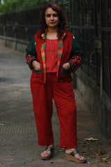 Dohra | Reversible Jacket | Checkered Medley /  Rouge & Green