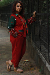 Dohra | Reversible Jacket | Checkered Medley /  Rouge & Green