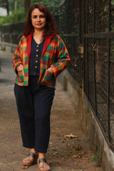 Dohra | Reversible Jacket | Checkered Medley /  Rouge & Green