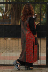 Dohra | Reversible Jacket | Madder Shatkon Ajrakh  / Madder Floral Ajrakh