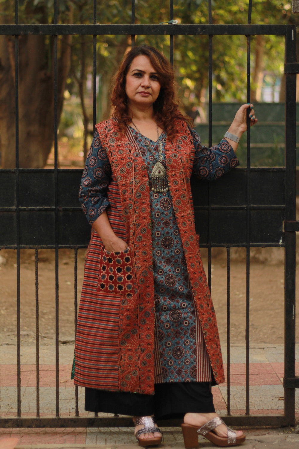 Abhira | Long Kurta | Blue Universe Ajrakh