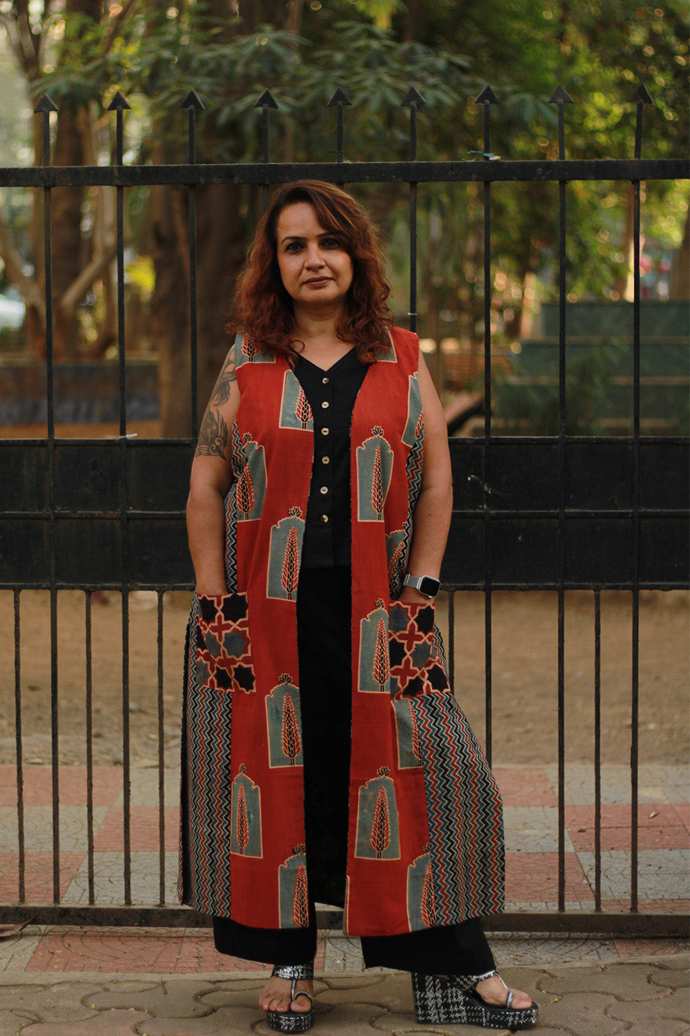 Dohra | Reversible Jacket | | Rust Pine Ajrakh / Noir Floral Ajrakh