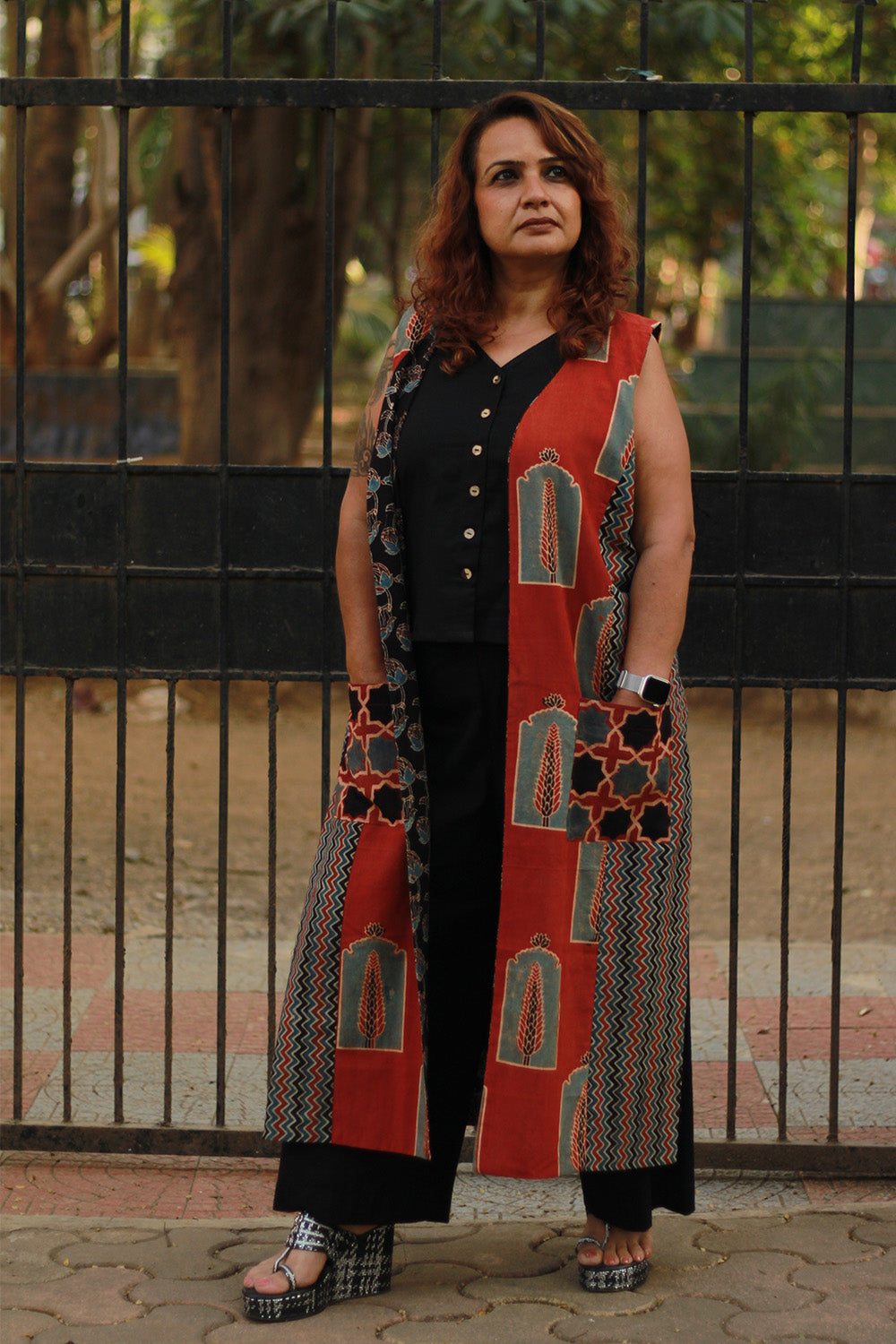 Dohra | Reversible Jacket | | Rust Pine Ajrakh / Noir Floral Ajrakh