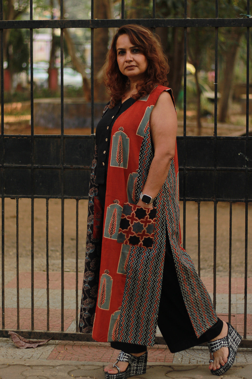 Dohra | Reversible Jacket | | Rust Pine Ajrakh / Noir Floral Ajrakh