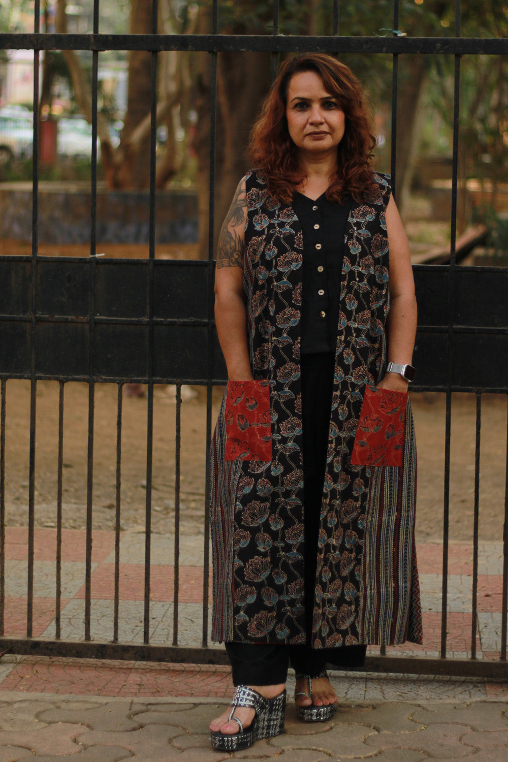 Dohra | Reversible Jacket | | Rust Pine Ajrakh / Noir Floral Ajrakh