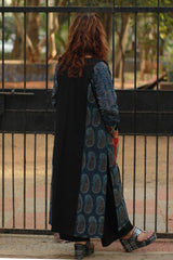 Dohra | Reversible Jacket | Blue Booti Ajrakh /  Noir Stripes Ajrakh