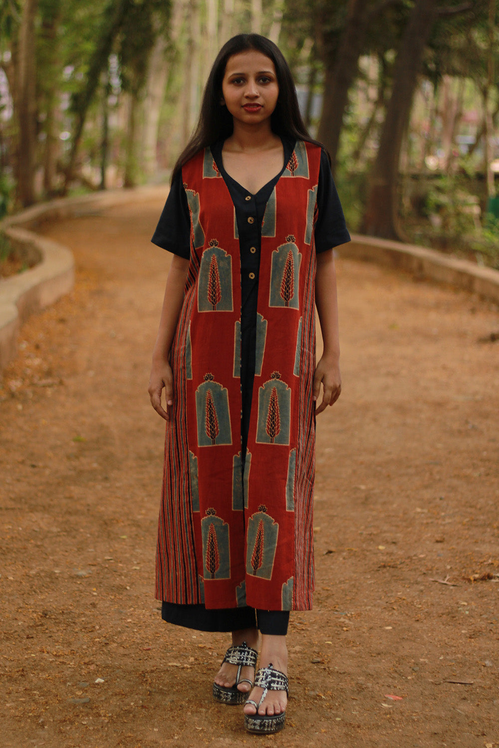 Dohra | Reversible Jacket | Madder Shatkon Ajrakh  /  Rust Pine Ajrakh