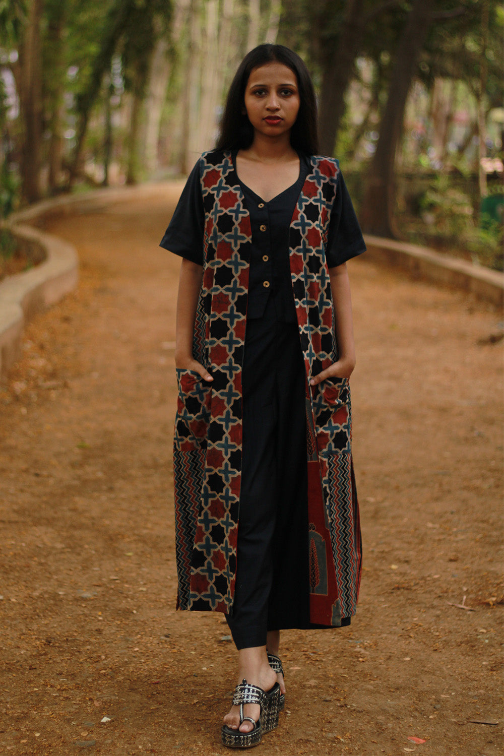 Dohra | Reversible Jacket | Madder Shatkon Ajrakh  /  Rust Pine Ajrakh