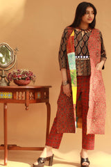 Dohra | Reversible Jacket | Mosaic Kantha Silk / Ajrakh Universe