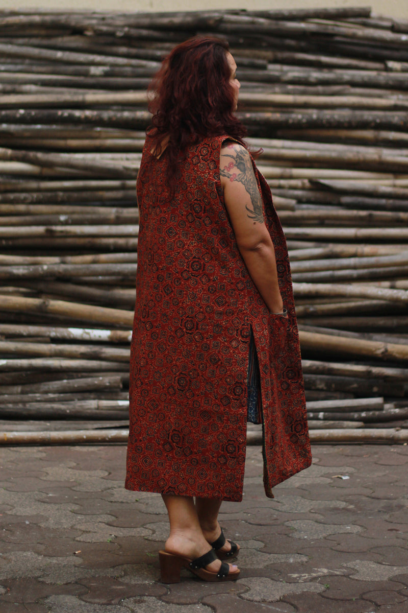 Dohra | Reversible Jacket | Mosaic Kantha Silk / Ajrakh Universe