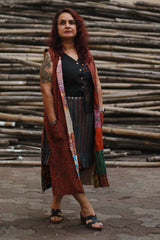 Dohra | Reversible Jacket | Mosaic Kantha Silk / Ajrakh Universe