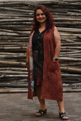 Dohra | Reversible Jacket | Mosaic Kantha Silk / Ajrakh Universe