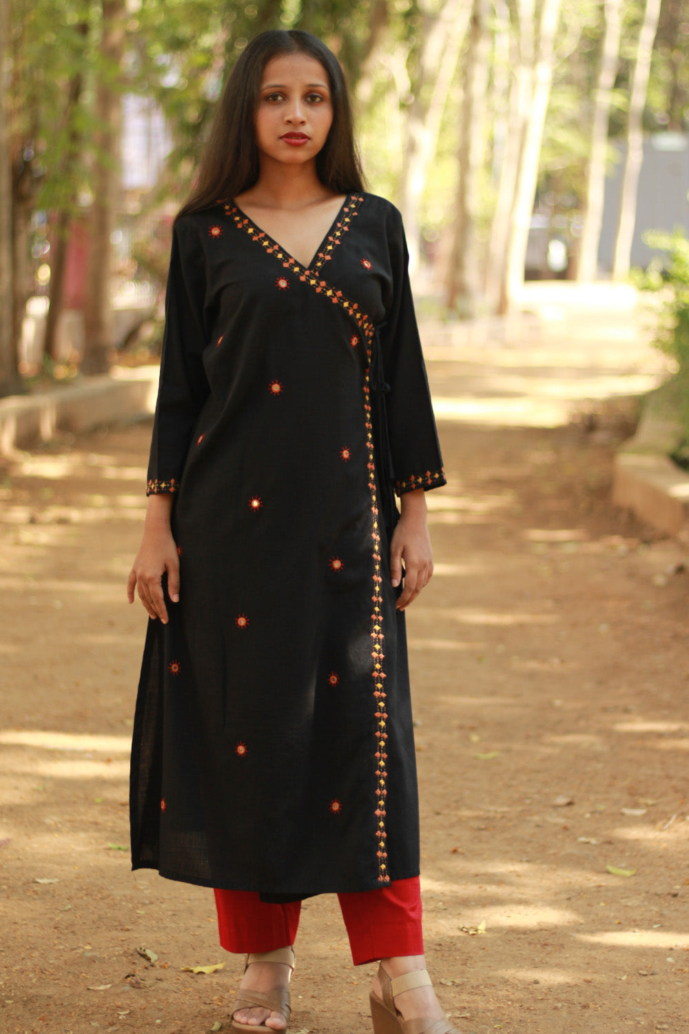 Chingaari | Hand Embroidered Angarkha Kurta