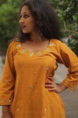 Pitambar | Hand Embroidered Kurta | Chrome