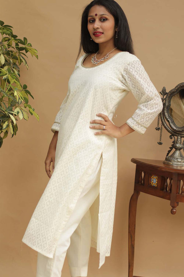 Abha | Long Kurta | Banarasi Cotton