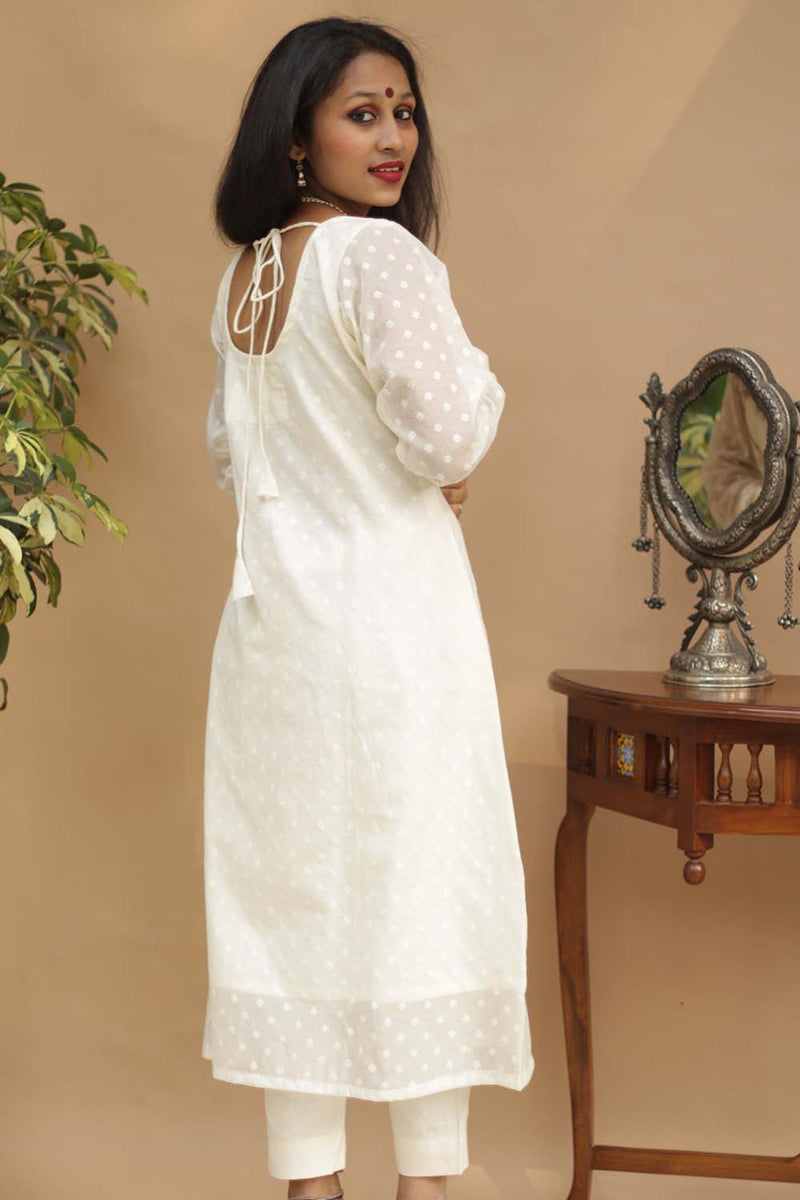 Abha | Choli Kurta with Churidar Sleeves | Banarasi Cotton Silk