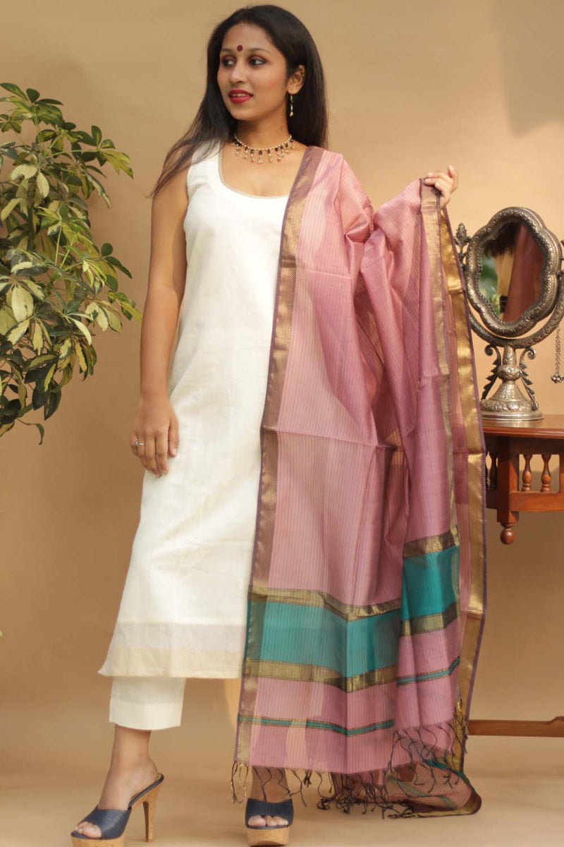 Abha | Sleeveless Long Kurta | Banarasi Cotton