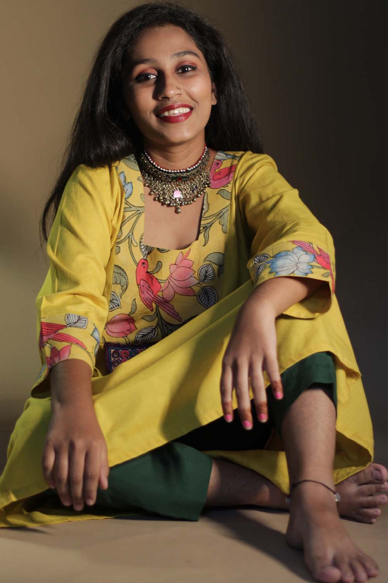 Afsana | Long Kurta  with Mirrorwork | Sunshine