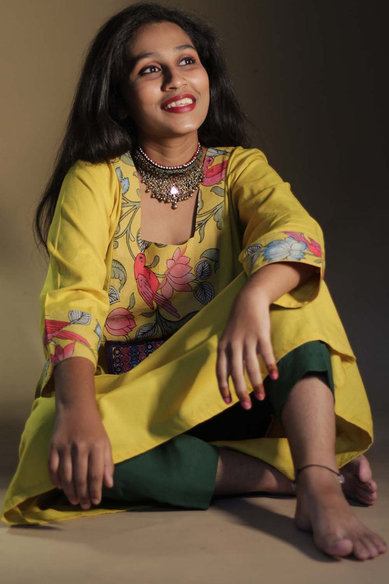 Afsana | Long Kurta  with Mirrorwork | Sunshine