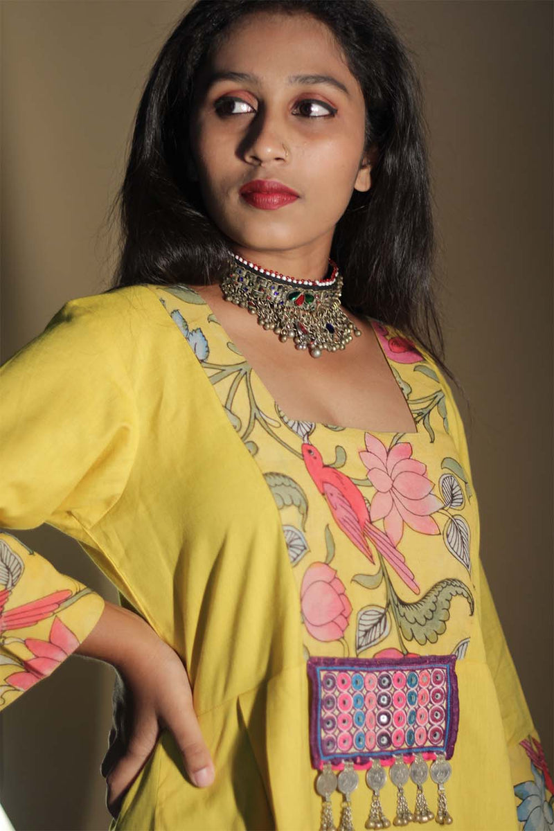 Afsana | Long Kurta  with Mirrorwork | Sunshine