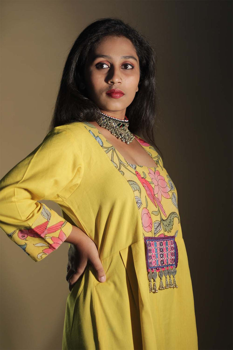 Afsana | Long Kurta  with Mirrorwork | Sunshine