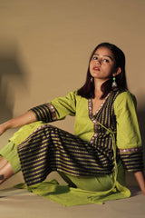Shobhana | Khunn Angarkha Style Kurta | Lime Green