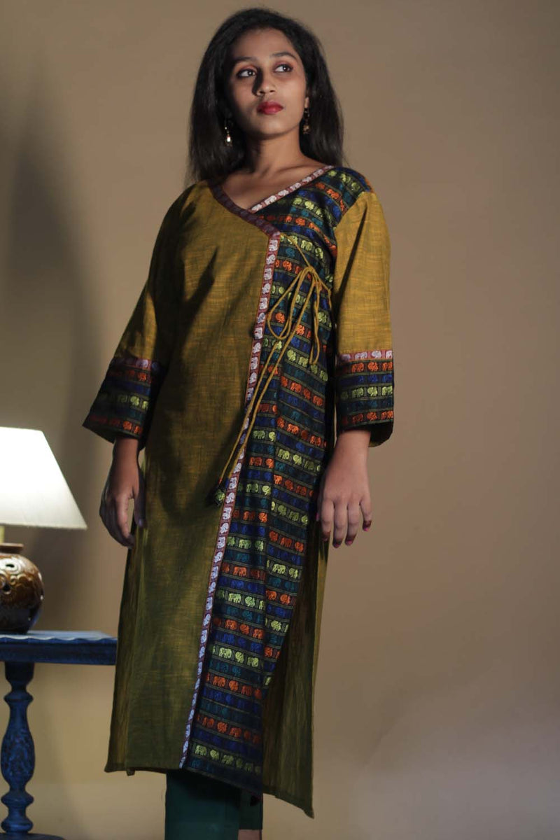 Shobhana | Khunn Angarkha Style Kurta | Mustard