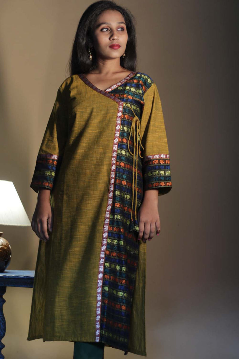 Shobhana | Khunn Angarkha Style Kurta | Mustard