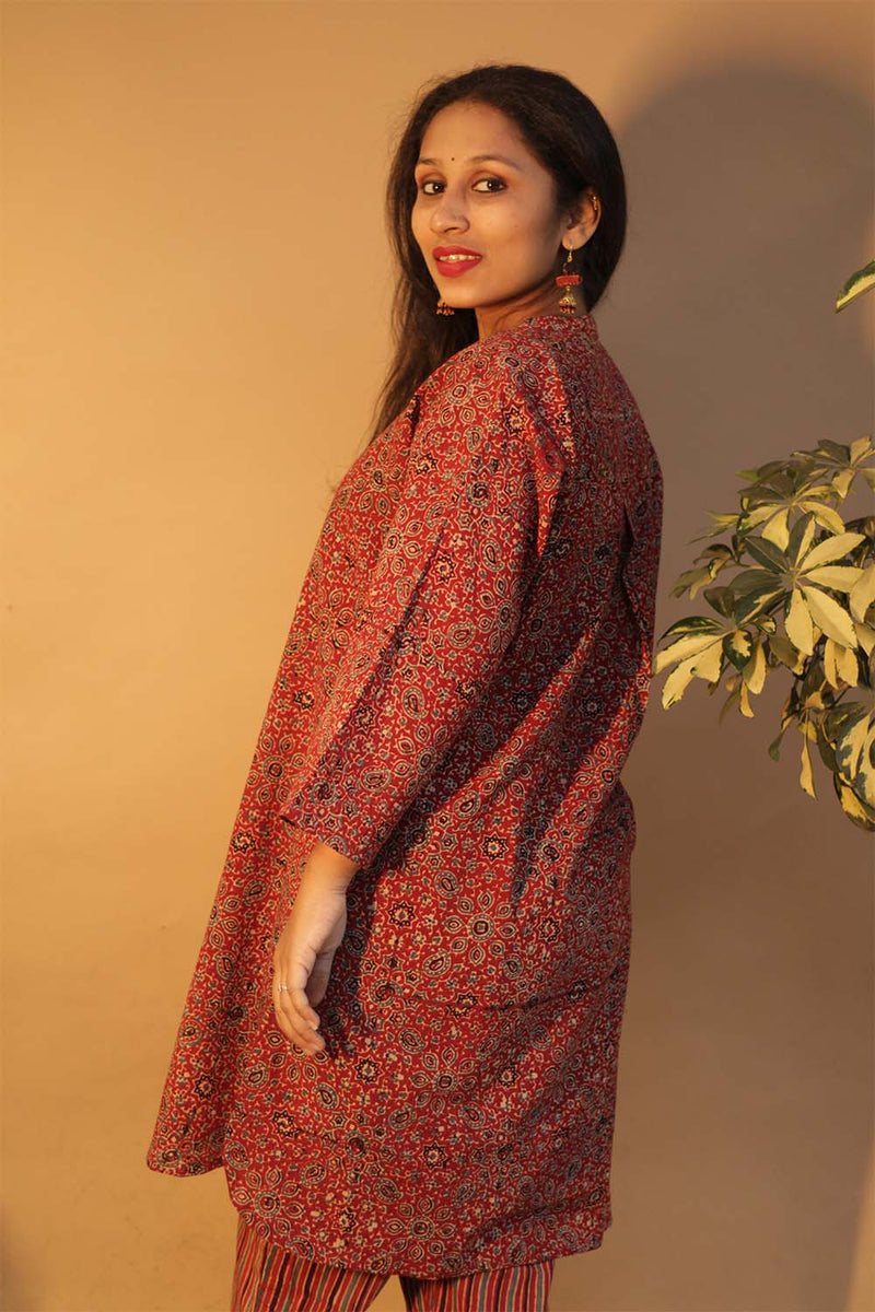 Short Kurta | Red Universe Ajrakh