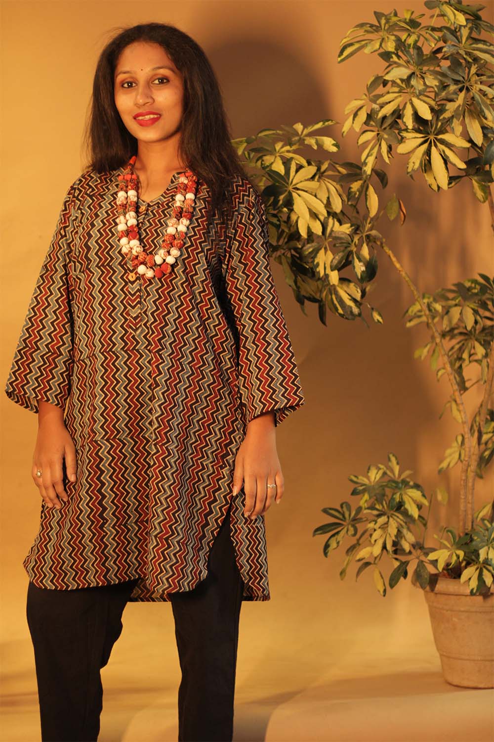 Short Kurta | Chocolate Chevron