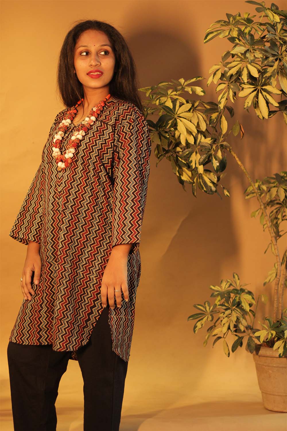 Short Kurta | Chocolate Chevron