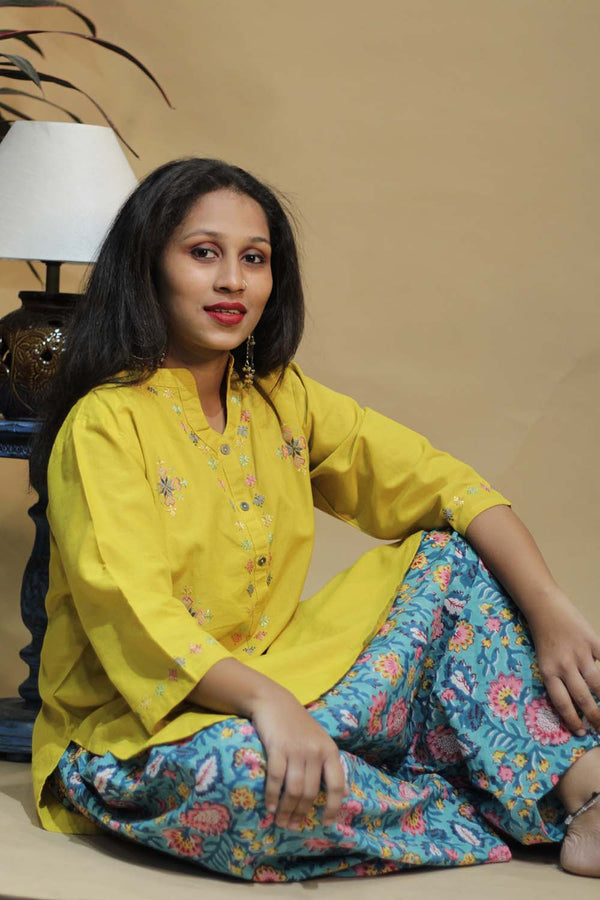 Sufiyana | Soof Embroidered Kurta | Lemon