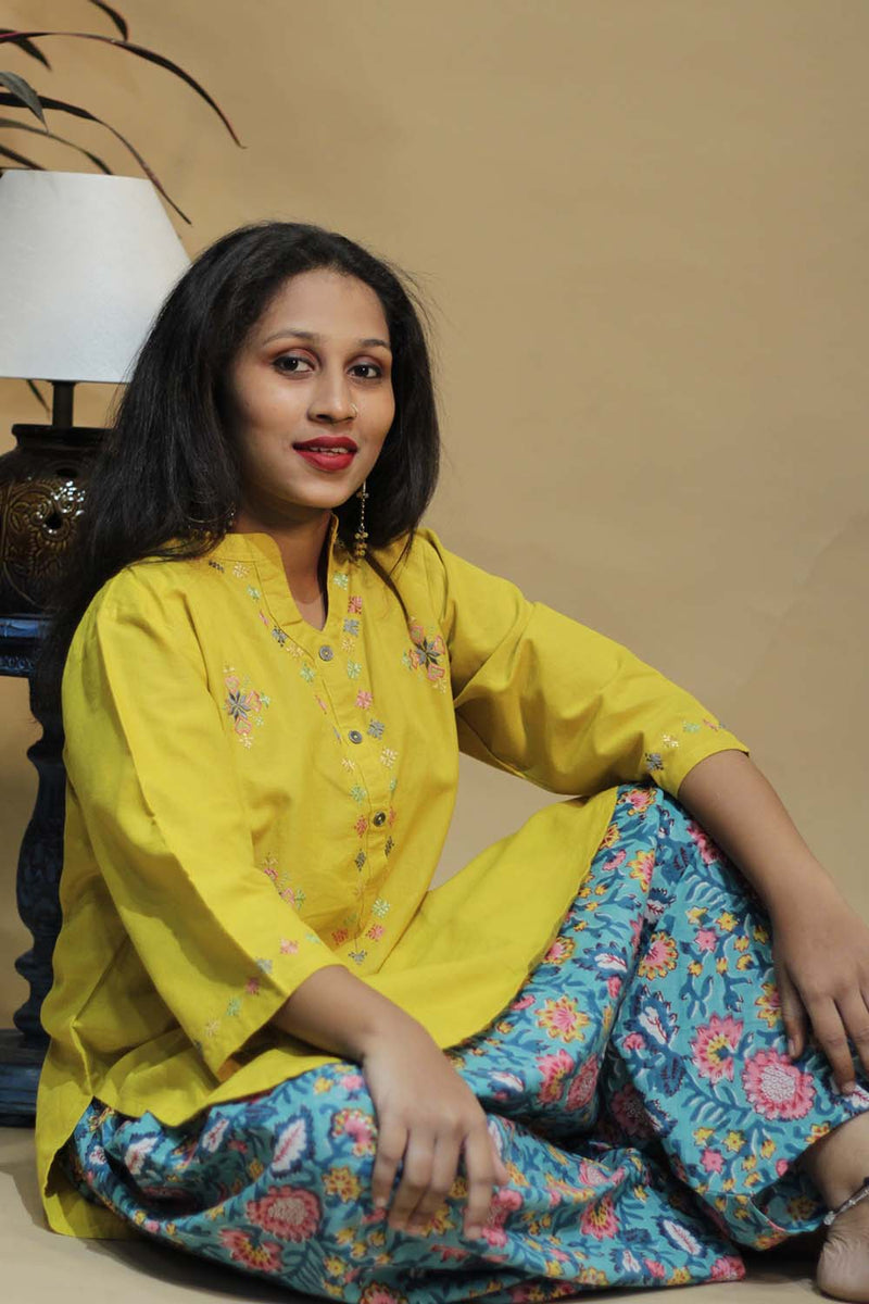 Sufiyana | Soof Embroidered Kurta | Lemon