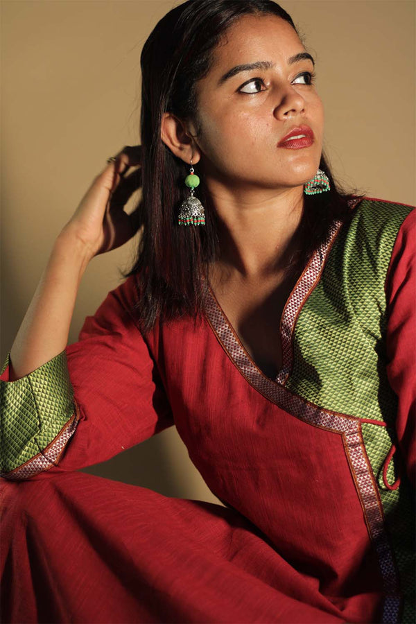 Shobhana | Khunn Angarkha Style Kurta | Scarlet
