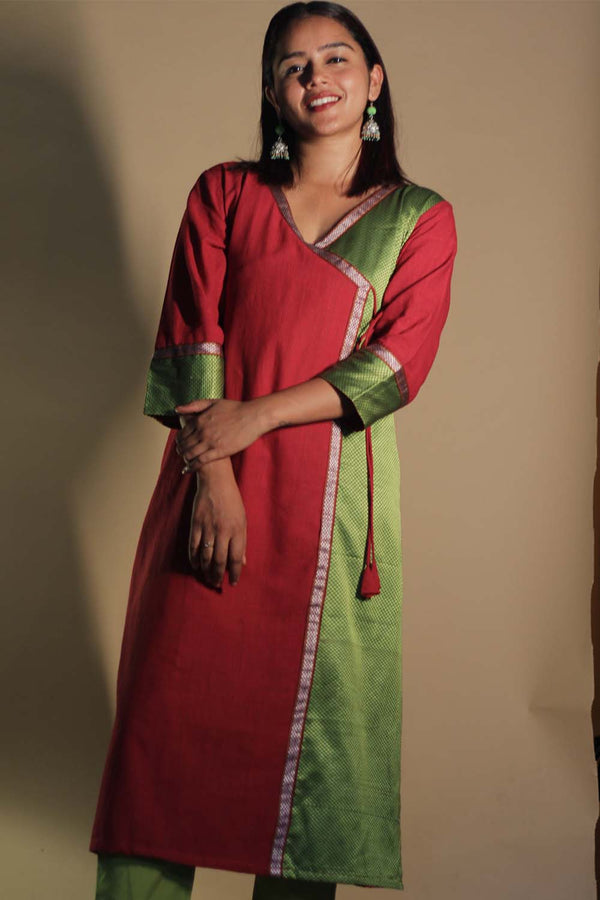Shobhana | Khunn Angarkha Style Kurta | Scarlet