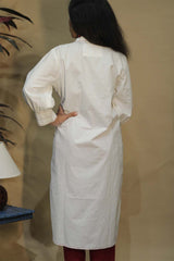 Lata | Collared Hand Embroidered Kurta | White