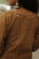Shishej | Kurta with Mirrorwork | Mustard