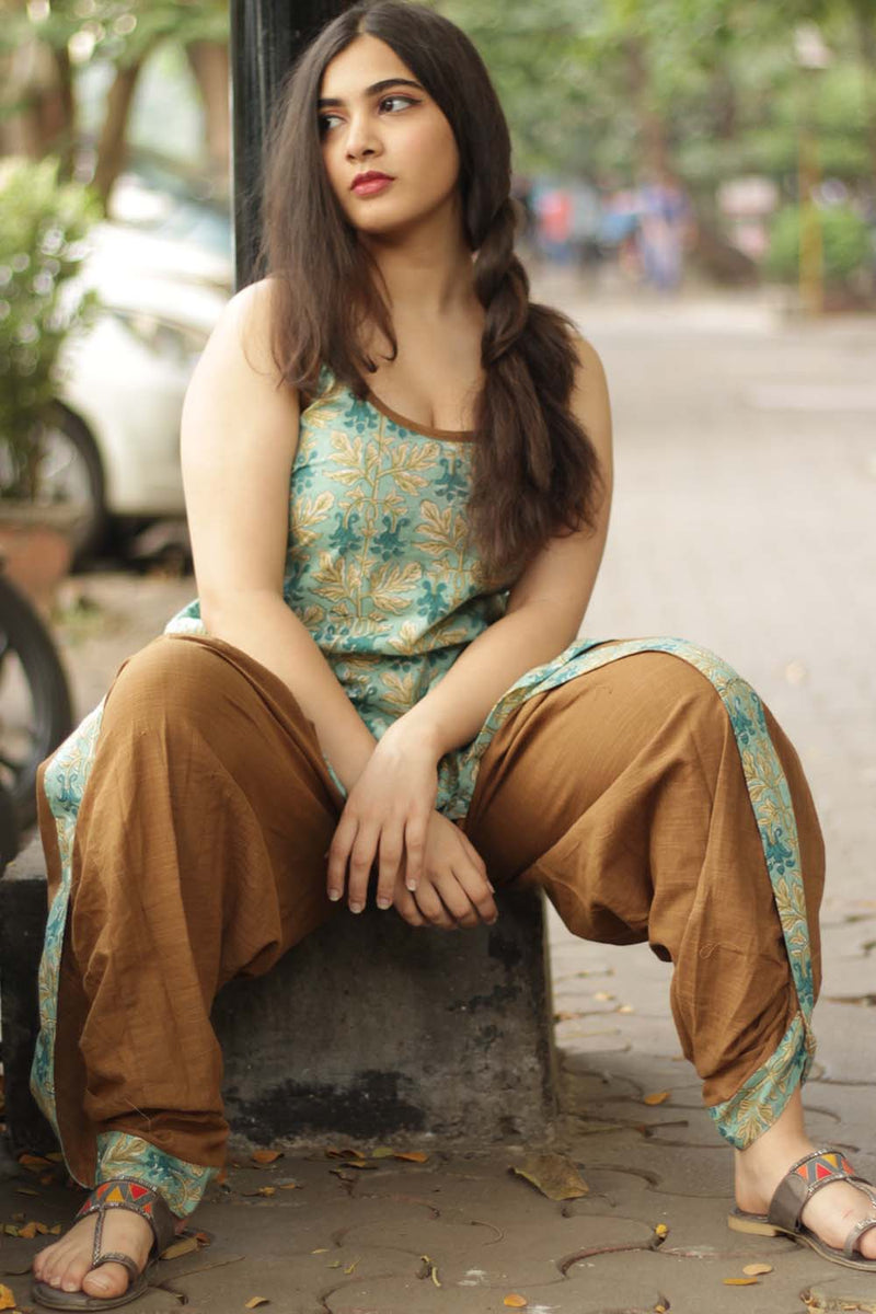 Geet | Dhoti Kurta Co-Ord Set  | Sea Foam Green Sanganeri