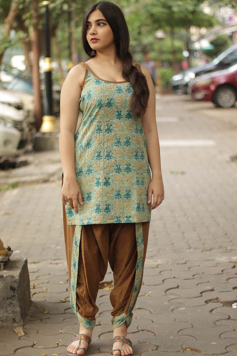 Geet | Dhoti Kurta Co-Ord Set  | Sea Foam Green Sanganeri