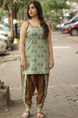 Spaghetti Short Kurta | Sea Foam Sanganeri