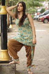 Geet | Dhoti Kurta Co-Ord Set  | Sea Foam Green Sanganeri